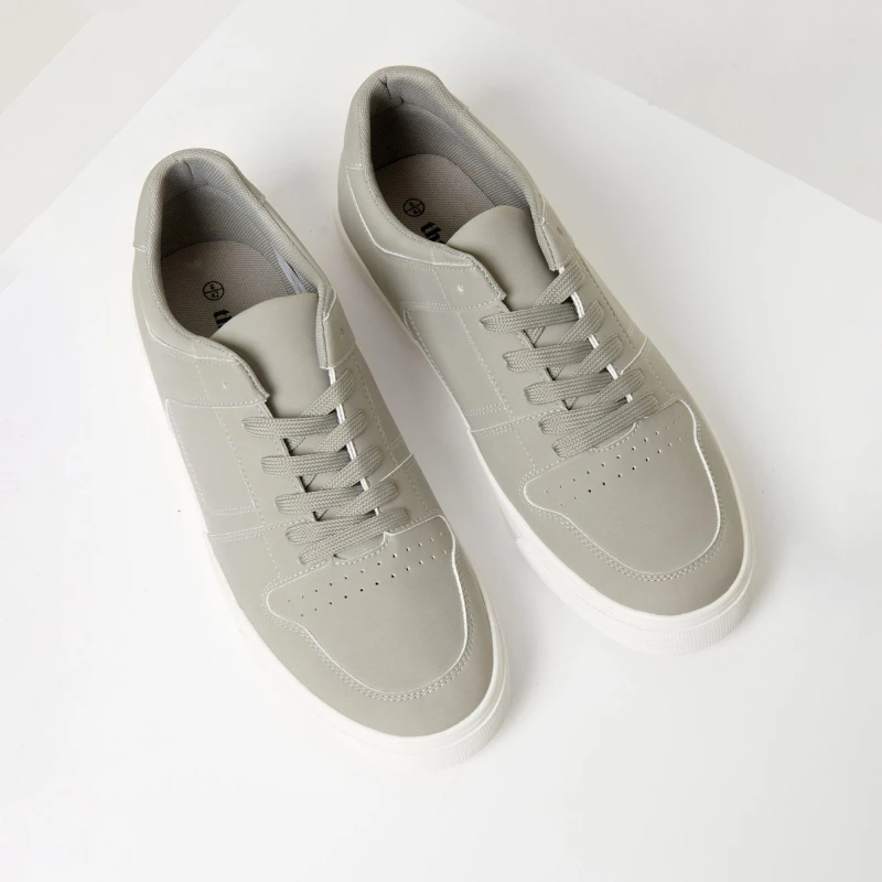 Image of Threadbare Stitch Detail Court Trainers Grey male 8