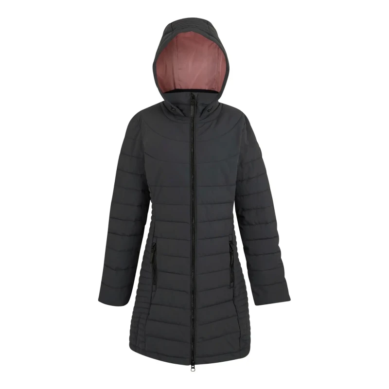 Image of Womens long hooded down jacket Regatta Andria Gris Female 38