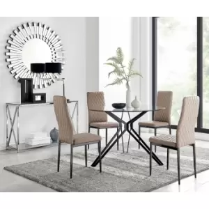 Image of Cascina Dining Table and 4 Cappuccino Milan Black Leg Chairs - Cappuccino