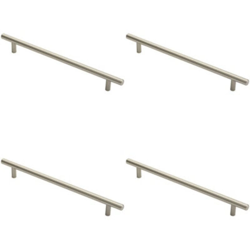 Image of Loops 4x Round T Bar Cabinet Pull Handle 284 x 12mm 224mm Fixing Centres Satin Nickel Metallics unisex