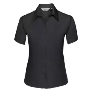 Image of Russell Collection Ladies/Womens Short Sleeve Ultimate Non-Iron Shirt (L) (Black)
