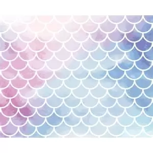 Image of Watercolour Mermaid Scales Blue & Pink Wall Mural - 3.5m x 2.8m