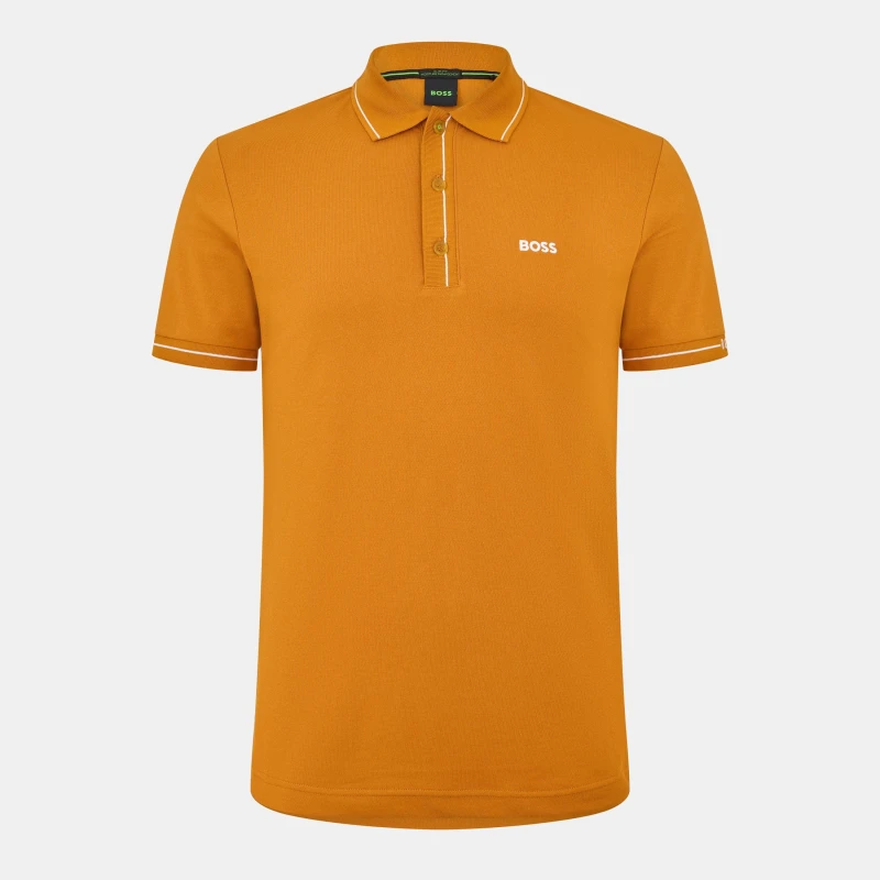 Image of Boss Mens Paule Short-Sleeve Polo Shirt Dark Yellow male S