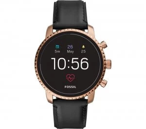 Image of Fossil Explorist HR FTW4017 Smartwatch - Black & Rose Gold, Leather Strap, Black