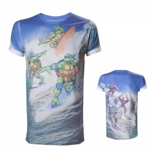 Image of Teenage Mutant Ninja Turtles (TMNT) Surfing Turtles All-Over Sublimation Medium T-Shirt