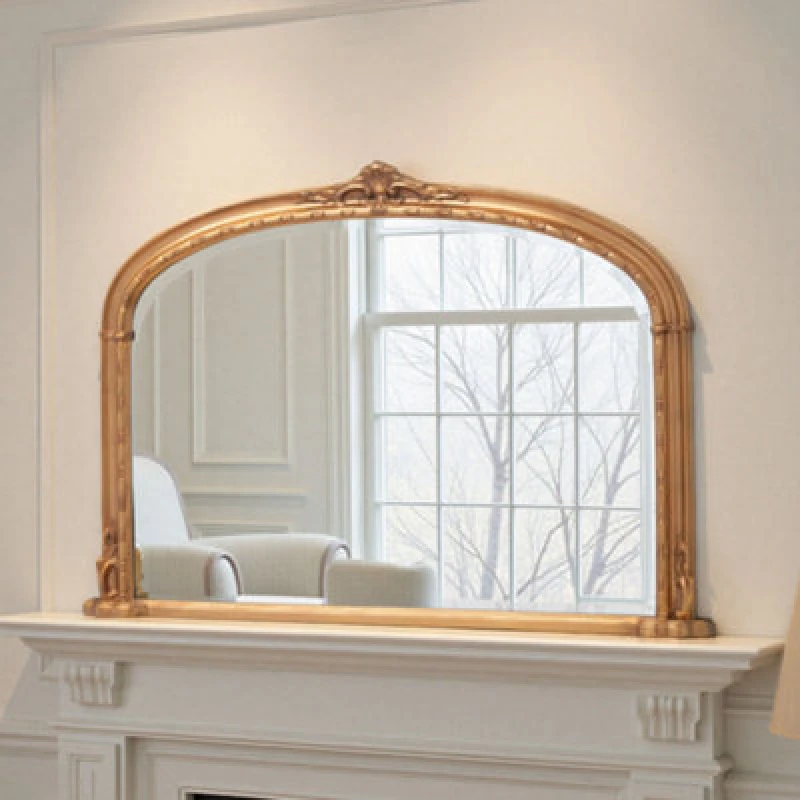 Image of Yearn Mirrors Yearn Mirrors Overmantle Mirror Arched 127(w) x 89cm(h) Victorian Mirror in Gold Gold One Size Unisex 0716053067715