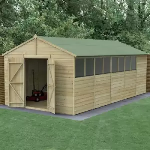 Image of 20' x 10' Forest Beckwood 25yr Guarantee Shiplap Pressure Treated Double Door Apex Wooden Shed (5.96m x 3.21m)