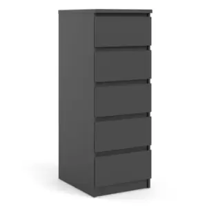 Image of Naia Narrow Chest Of 5 Drawers In Black Matt