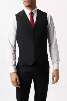 Image of Mens Slim Fit Black Twill Suit Waistcoat