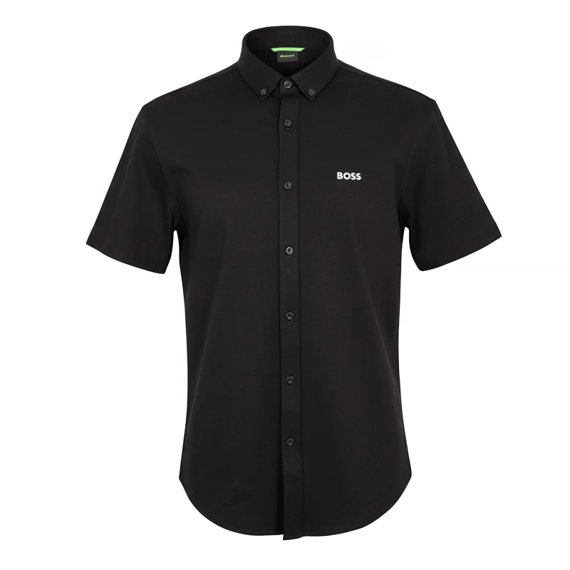 Image of Boss Mens HBG Motion S Plain Short-Sleeve Shirt Black male 2XL