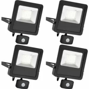 Image of 4 pack Outdoor IP65 Automatic Floodlight - 50W Cool White LED - pir Sensor