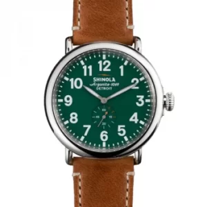 Image of Mens Shinola Runwell 47mm Brown Leather Strap Watch