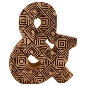 Image of Letter & Hand Carved Wooden Geometric