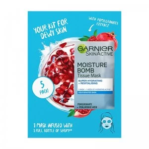 Image of Garnier Pomegranate Sheet Mask Multipack x5
