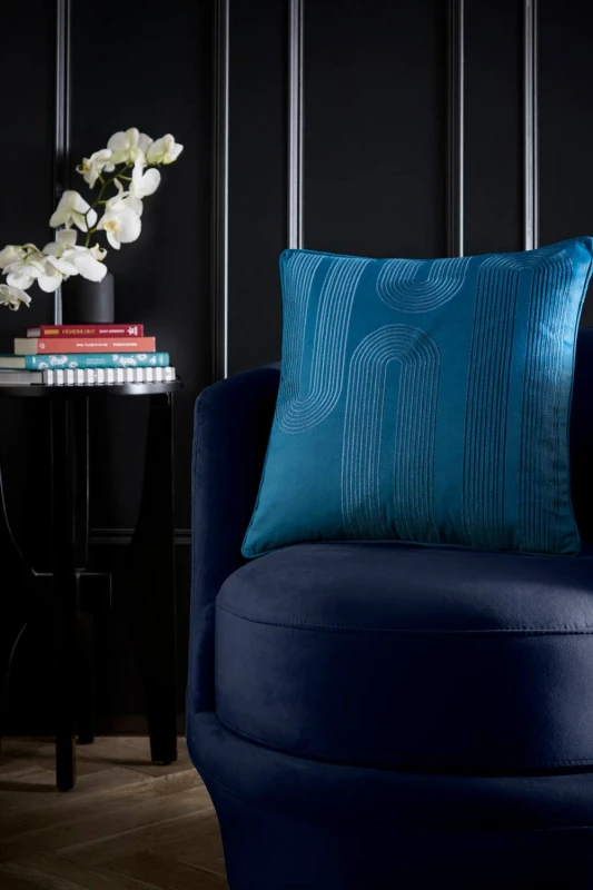 Image of Laurence Llewelyn-Bowen Diva Embroidered 43cm x 43cm Filled Cushion Teal