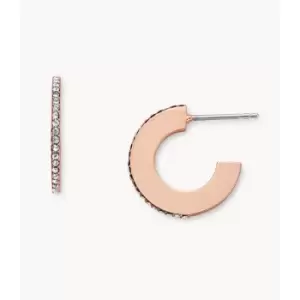 Image of Fossil Womens Rose Gold-Tone Brass Hoop Earrings - Rose Gold