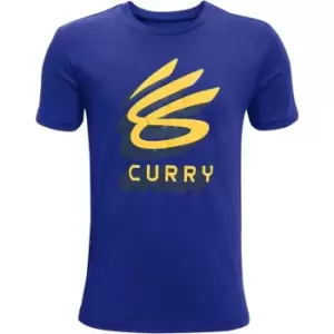 Image of Under Armour Armour Curry Logo T-Shirt Juniors - Blue