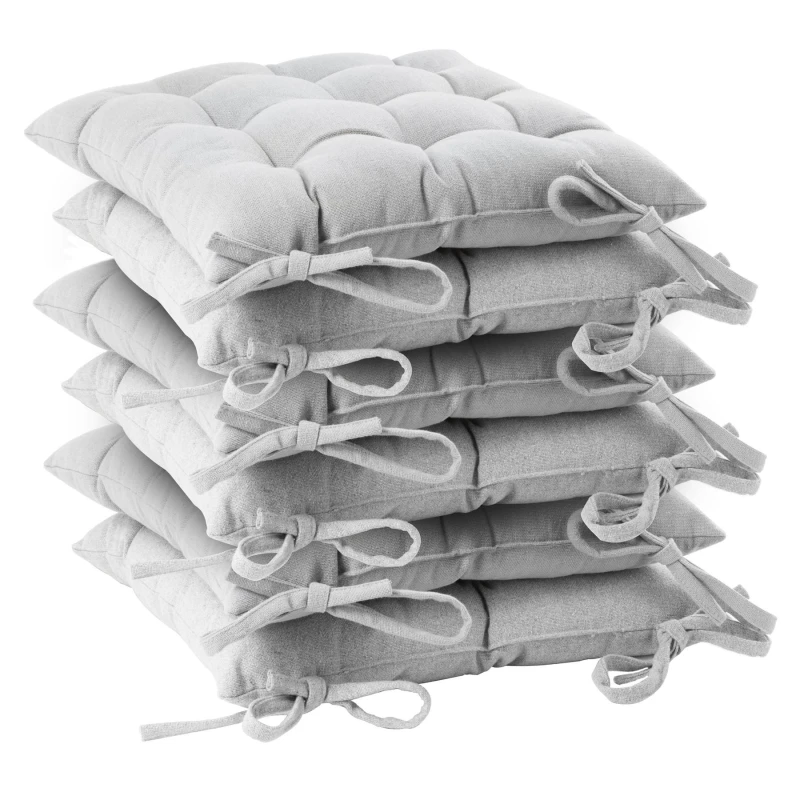 Image of Harbour Housewares Square Garden Chair Seat Cushions - Grey - Pack Of 6