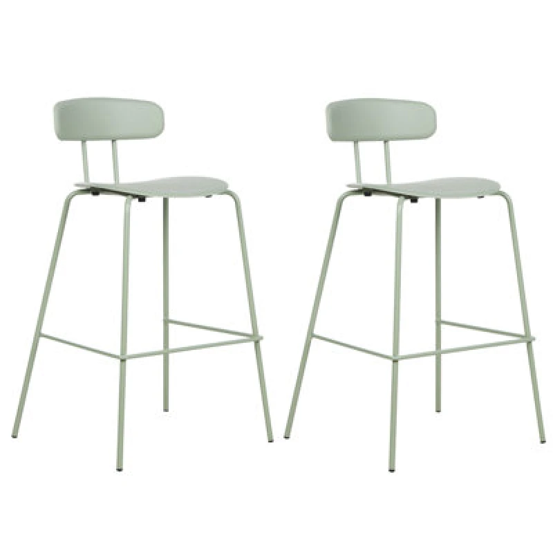 Image of Beliani Set Of 2 Bar Chairs Sibley Light Green