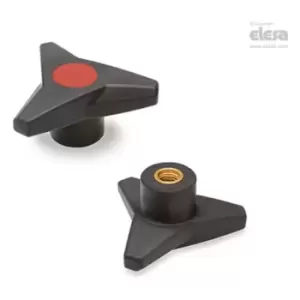 Image of Elesa - soft Three-arm knob-VB.839/80 B-M12-Soft-C6 Red