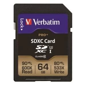 Image of Verbatim Pro Plus 64GB SDXC Memory Card
