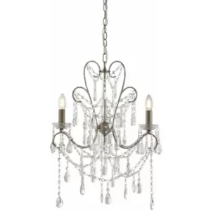 Image of Aged Silver Ceiling Chandelier - 3 Bulb Light Decorative Ceiling Pendant Fitting