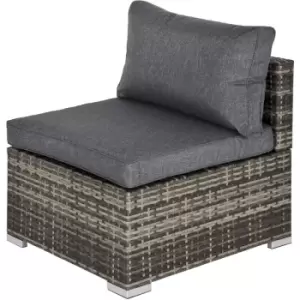 Image of Outsunny - Outdoor Garden Furniture Rattan Single Middle Sofa w/ Cushion Deep Grey