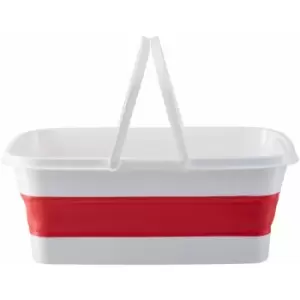 Image of Premier Housewares - Collapsible Red White Basket With Comfortable Handles Sturdy Portable And Multipurpose Laundry / Storage / Toys w48 x d27 x h18cm