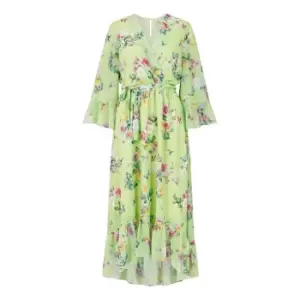 Image of Yumi Sage Floral Butterfly High Low Dress - Green