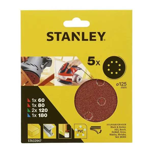 Image of Stanley 125mm ROS Sheets Mixed - STA32047-XJ