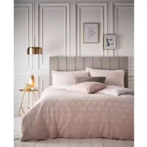 Image of Furn Tessellate Duvet Cover and Pillowcase Set (Super King) (Blush Pink/Gold) - Blush Pink/Gold