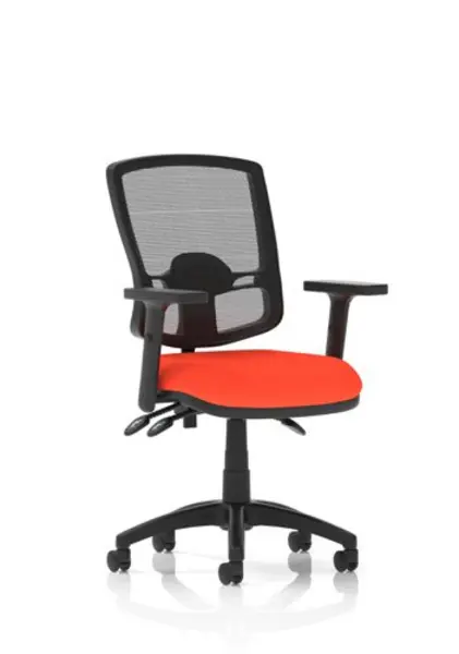Image of Eclipse Eclipse Plus III Lever Task Operator Chair Deluxe Mesh Back With Bespoke Colour Seat In Tabasco Orange With Height Adjustable Arms KCUP1683
