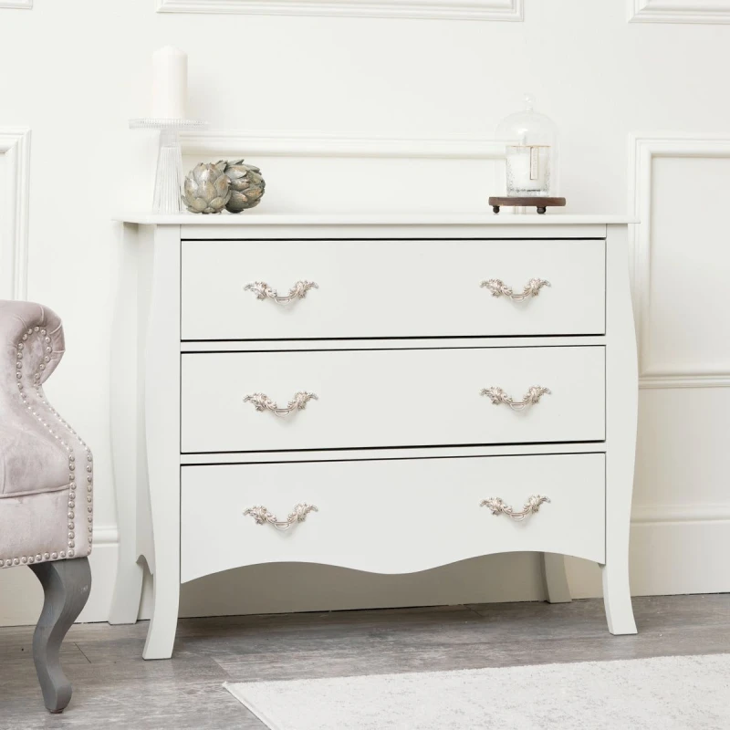 Image of Melody Maison Large 3 Drawer Chest Of Drawers - Elizabeth Ivory Range Ivory