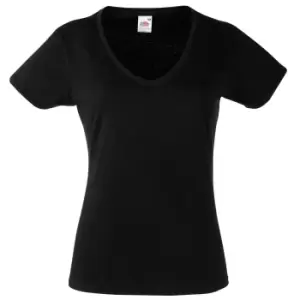 Image of Fruit Of The Loom Ladies Lady-Fit Valueweight V-Neck Short Sleeve T-Shirt (XL) (Black)