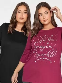 Image of Yours 2 Pack Ls Novelty Tis The Season/ Black, Size 26-28, Women