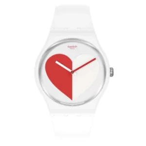 Image of Swatch Valentines Quartz White Dial White Strap Unisex Watch SO29Z113