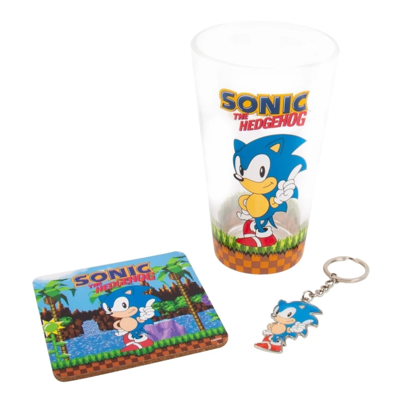 Image of Sonic Keyring, Glass and Coaster Set