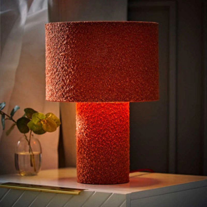 Image of ValueLights ValueLights Ash Warm Rust Full Fabric Boucle Table Lamp with LED Bulb in Burnt Orange Burnt Orange One Size Unisex 5059406070211