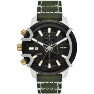 Image of Mens Diesel Griffed Chronograph Green Leather Watch