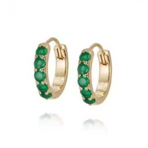 Image of Beloved Green Onyx Huggie 18ct Gold Plated Earrings JE07_GP
