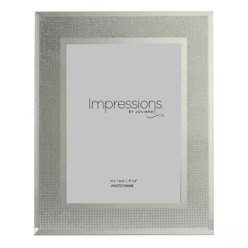 Image of 4" x 6" - Impressions Silver Glitter Crystal Photo Frame