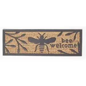Image of Homescapes - Bumble Bee Rubber & Coir Doormat - Black and Natural