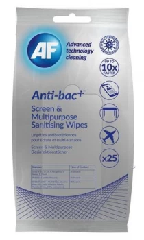 Image of AF Antibacterial Sanitising Screen Multipurpose Wipes PK25