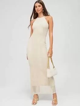 Image of Guess Ramona Metallic Detail High Neck Dress - Multi, Size XL, Women