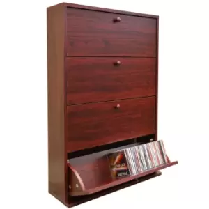 Image of Techstyle 200 Cd Storage Cupboard Tilting 4 Drawer Mahogany