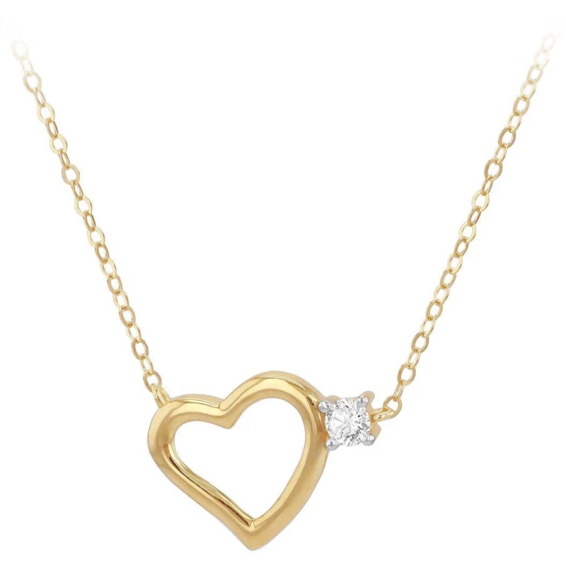 Image of Be You 9ct Gold Heart With CZ Accent Necklace Statement Necklaces 16-17.75in Gold 72940010000