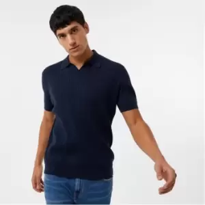 Image of Jack Wills Knitted Ribbed Polo - Blue