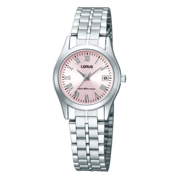 Image of Lorus Ladies Pink Dial & Stainless Steel Bracelet Watch