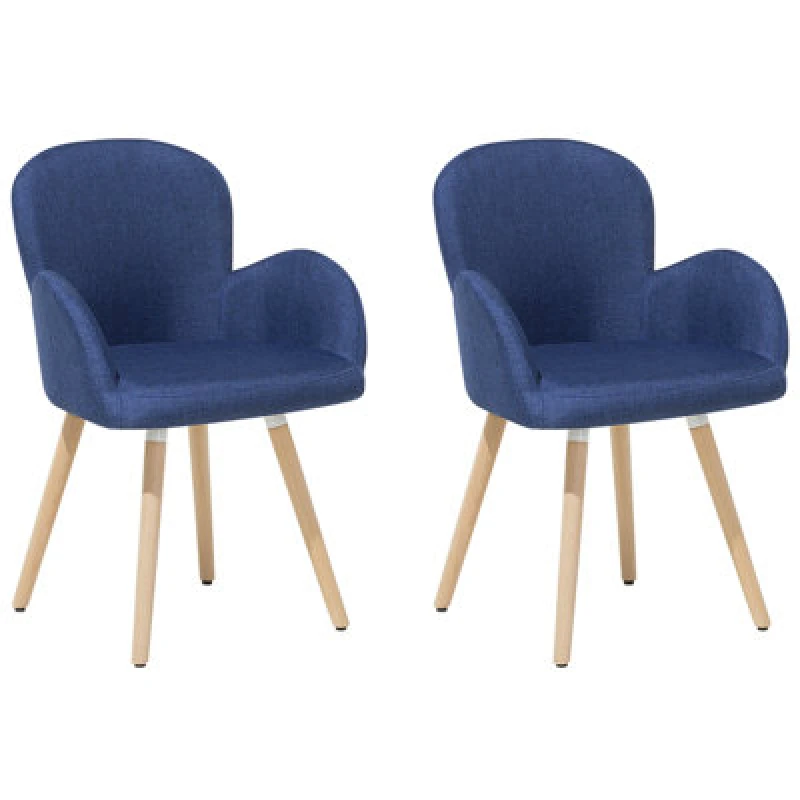 Image of Beliani Set Of 2 Dining Chairs Brookville Navy Blue