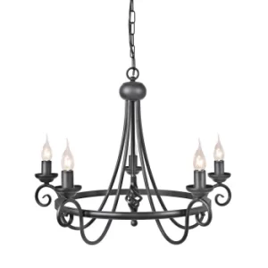 Image of Harlech 5 Light Chandelier Black Finish